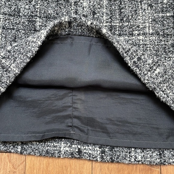 Marc Aurel mini wool skirt black white grey textured fixed belt lined sz 4 - Picture 5 of 10